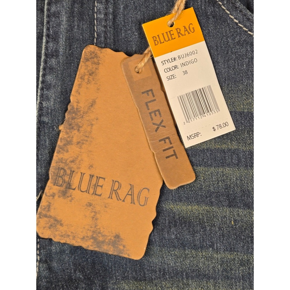 BLUE RAG Mens Flex Fit Indigo Denim Jeans Style BUJ6002 Size 38x30 - Picture 4 of 15